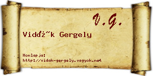 Vidák Gergely névjegykártya